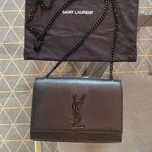 Saint Laurent Kate Small YSL Grain du Poudre Chain Shoulder Bag